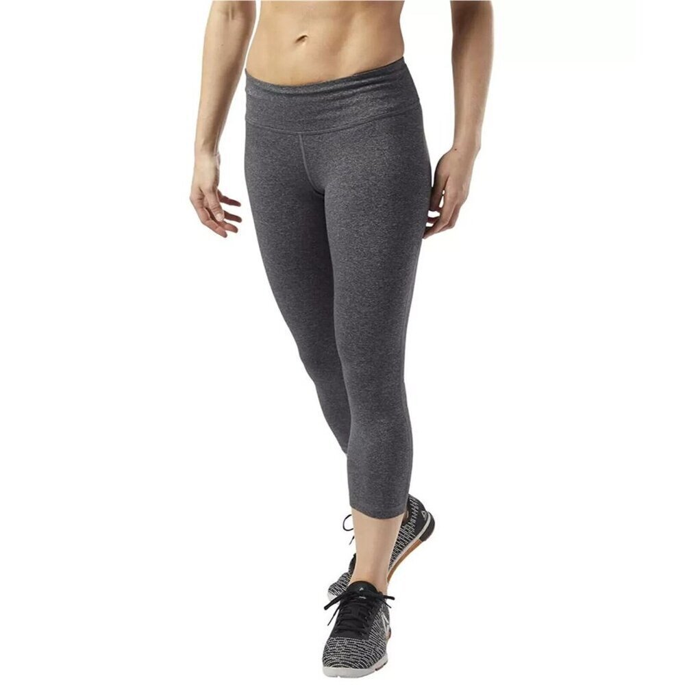 Reebok Womens OS Lux 3/4 Tight Compression Athletic Pants Gray‎ NWT 2XS (XXS)